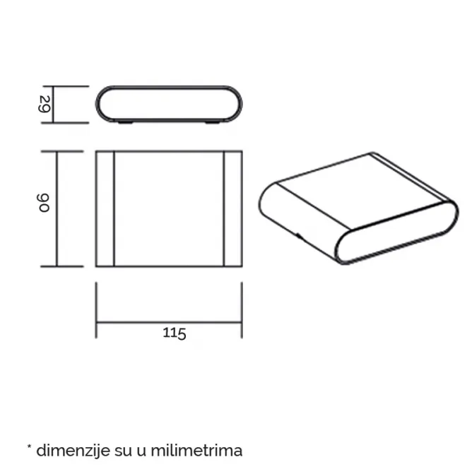 LED SVETILJKA JM-075 ZIDNA 6.5W 3000K IP54 CRNA — slika 3