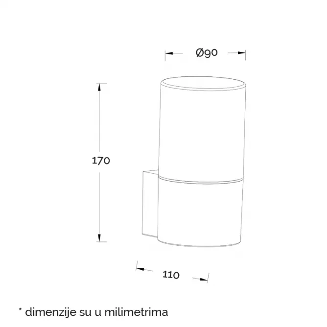 SVETILJKA JM-074 ZIDNA 1*E27 IP54 ANTRACIT — slika 3