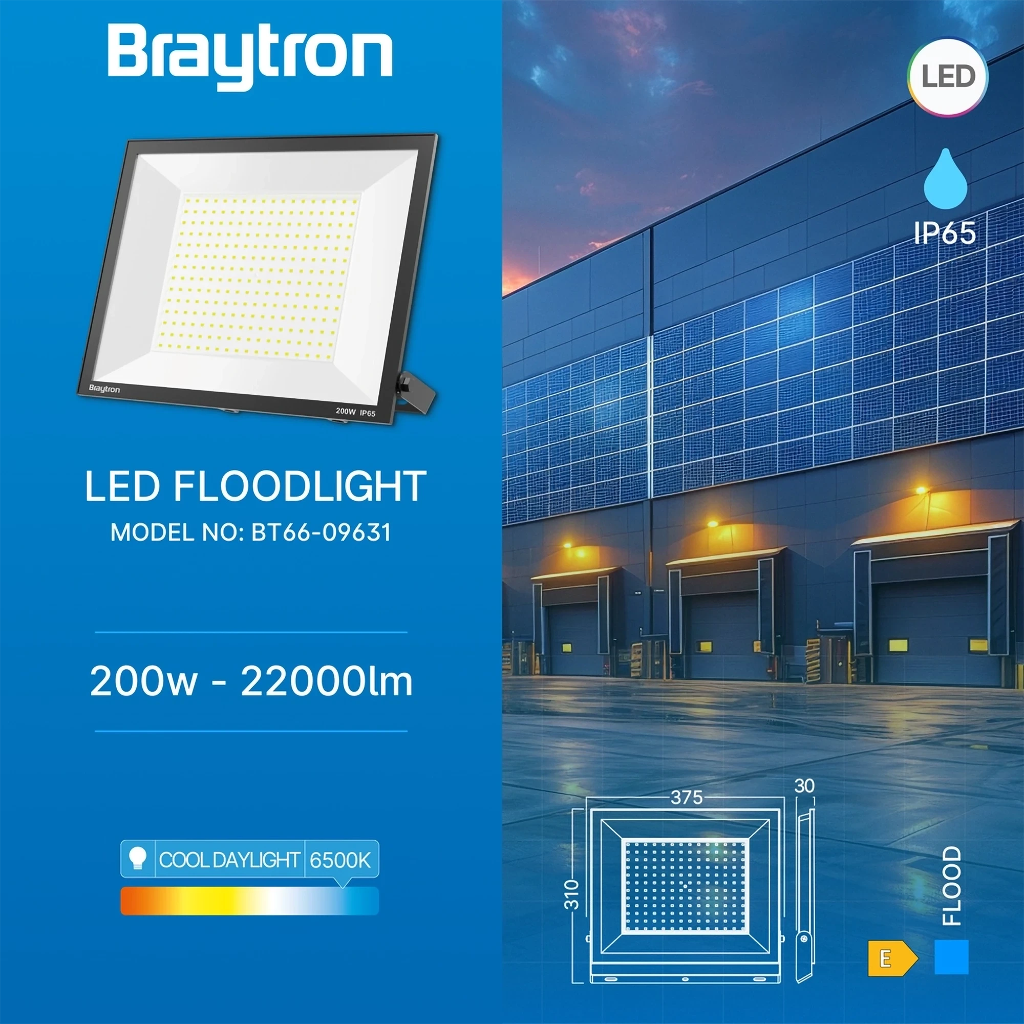 LED REFLEKTOR 200W CRNI 6500K IP65 — slika 3