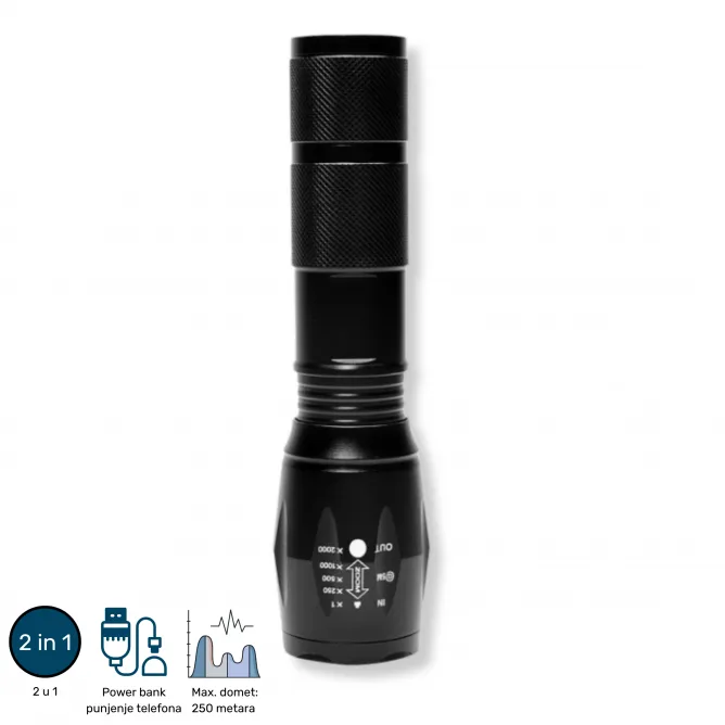 BATERIJSKA 2u1 LED LAMPA PUNJIVA T6 10W 1800mAh PL8381 — slika 2