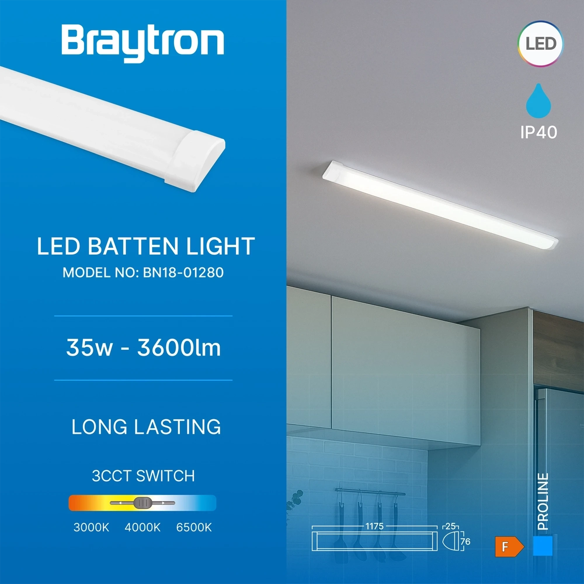 LED LINIJSKA SVETILJKA 1.2M 35W CCT — slika 3