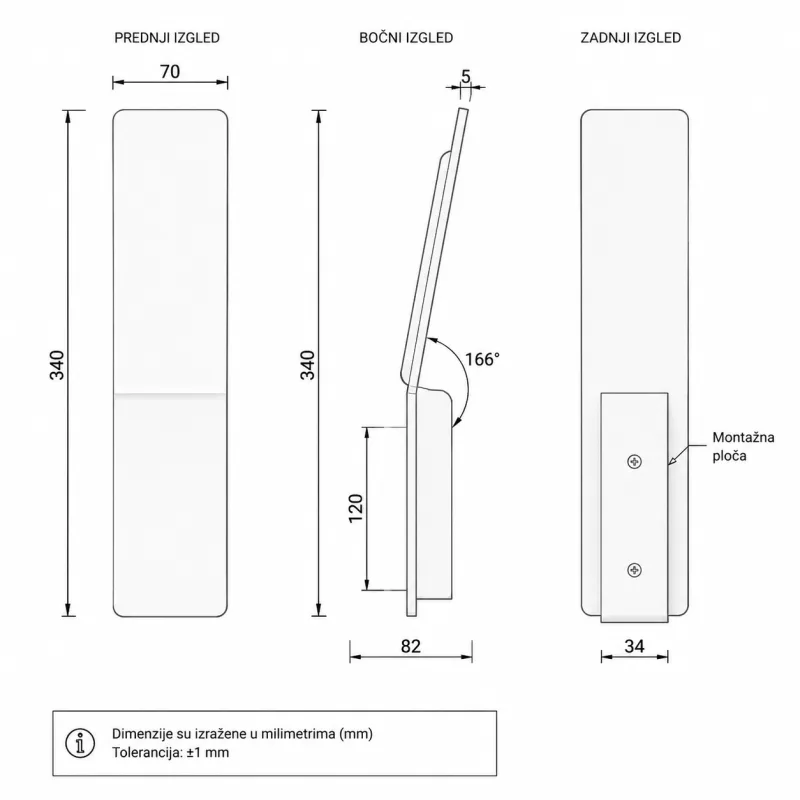 SOLEA 84 ZIDNA LAMPA 6W CCT BELA — slika 3