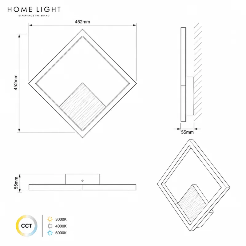 SOLEA 39 ZIDNA LAMPA 18W 3000/4000/6000K CRNA/DRVO — slika 3