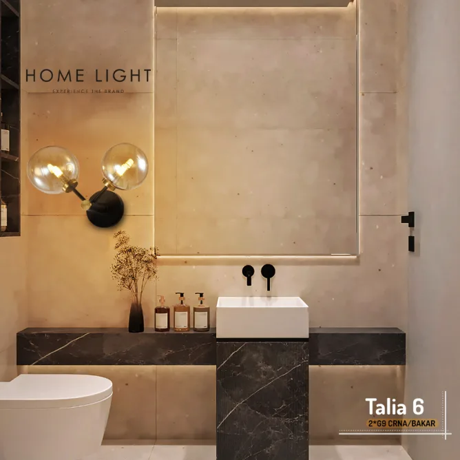 TALIA 6 ZIDNA LAMPA 2*G9 CRNA/BAKAR — slika 3
