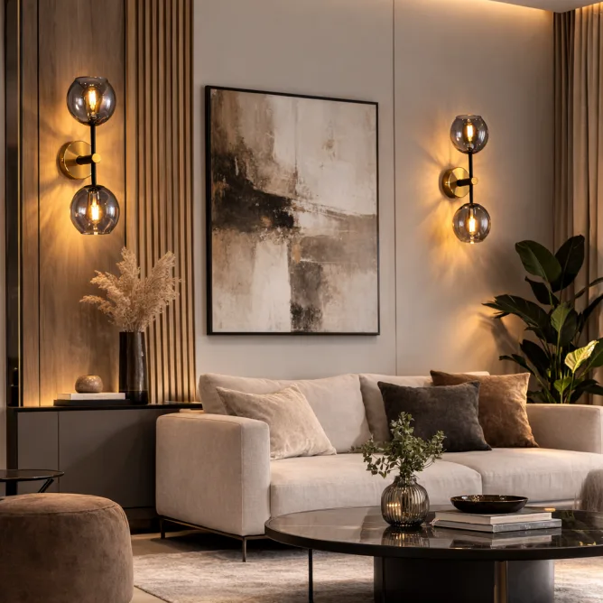 TALIA 34 ZIDNA LAMPA 2*E14 CRNA/BAKAR — slika 2