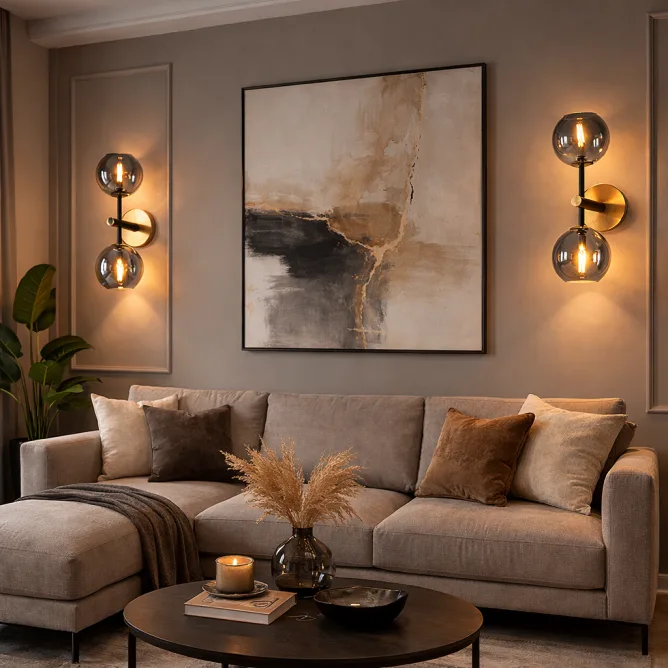 TALIA 34 ZIDNA LAMPA 2*E14 CRNA/BAKAR — slika 3