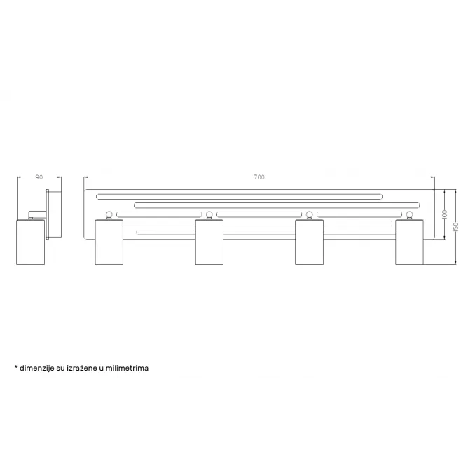 TALIA 69 SPOT LAMPA 4*GU10 CRNA/DRVO — slika 3