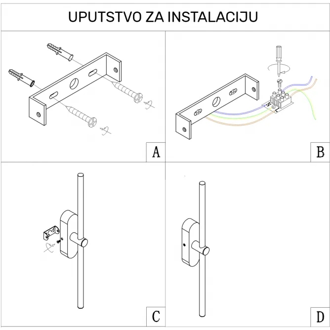 VESTA 654 ZIDNA LAMPA LED 8W 3000K CRNA/ZLATO — slika 3