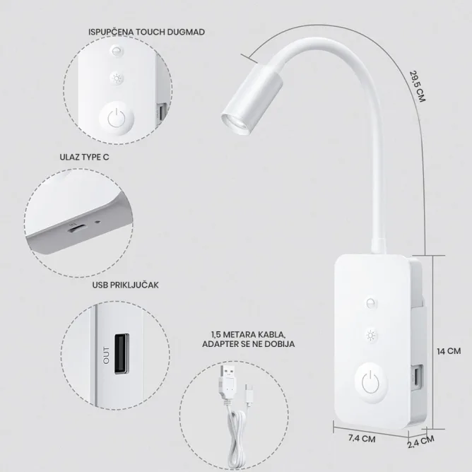 LED ZIDNA LAMPA ELY00X-1 BELA — slika 2