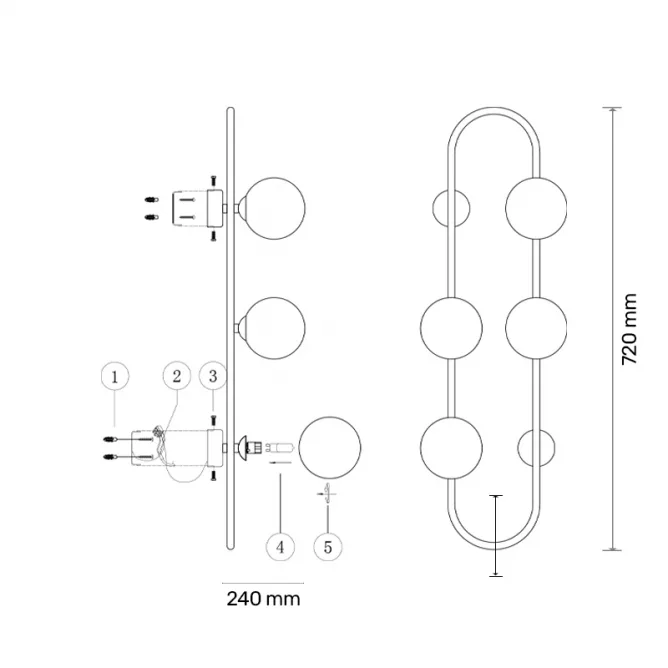 VESTA 579 ZIDNA LAMPA 4*G9 CRNA — slika 2
