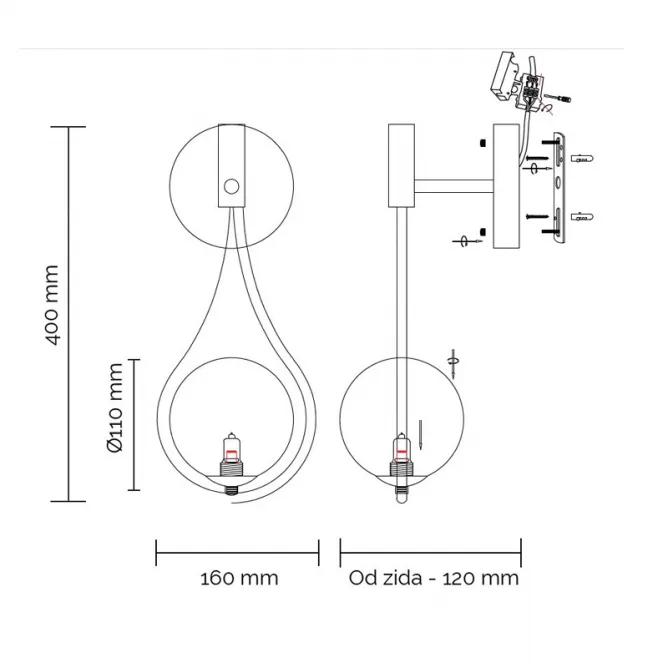VESTA 576 ZIDNA LAMPA 1*G9 MESING — slika 3