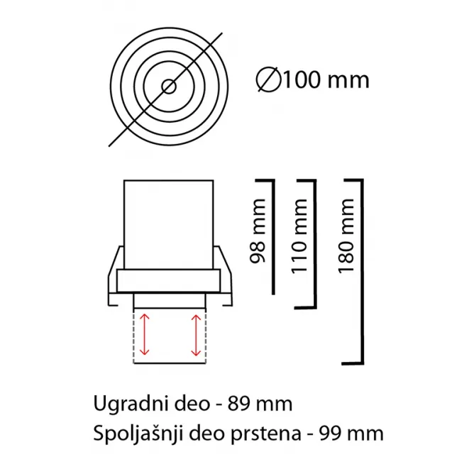 LED SVETILJKA JM-4601 CRNA 12W 3000K UGRADNA — slika 3