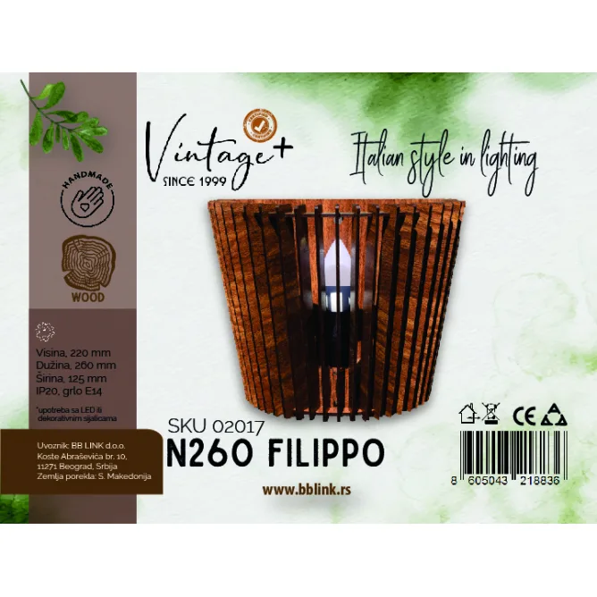 VINTAGE FILIPPO N260 ZIDNA LAMPA SKU 02017 — slika 2