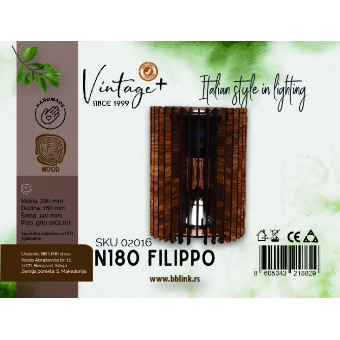 VINTAGE FILIPPO N180 ZIDNA LAMPA SKU 02016 — slika 2
