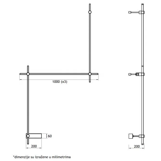 ARIA 18 ZIDNA SVETILJKA 36W 3000K BRUŠENI BAKAR (3*1000mm) — slika 5