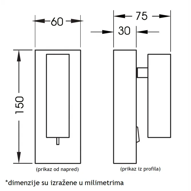LED SVETILJKA JM-063 ZIDNA 3W 3000K BRONZA/CRNA — slika 2