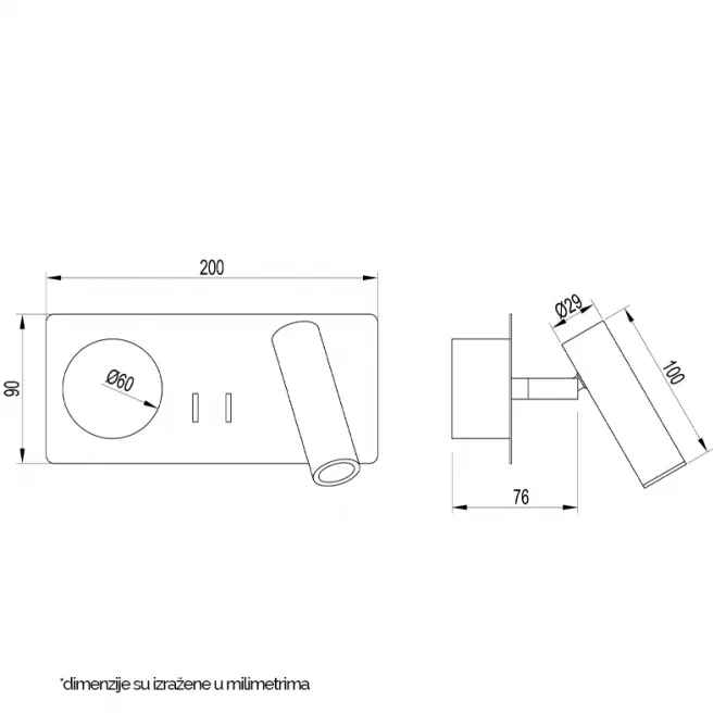 VESTA 478 ZIDNA LAMPA 3W+3W 3000K BELA — slika 3