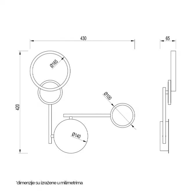 VESTA 473 ZIDNA LAMPA 16W 3000K CRNA — slika 3