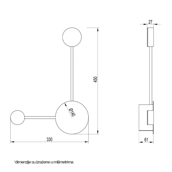 VESTA 472 ZIDNA LAMPA 8W 3000K BRUŠENO ZLATO — slika 4