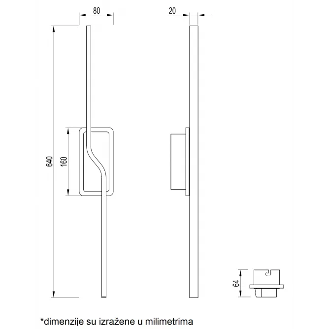 VESTA 470 ZIDNA LAMPA 15W 3000K CRNA — slika 3