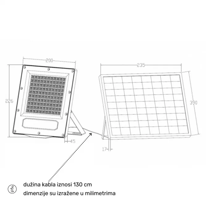 SOLARNI REFLEKTOR GN-120W-SFL519 5000K 1500lm 90° IP66 — slika 3