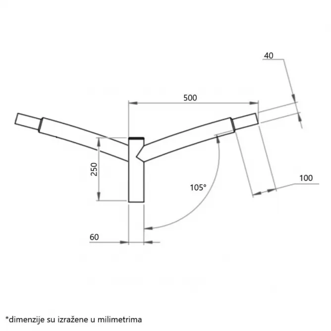 NOSAČ ZA SVETILJKE STUBNI 2X50 SIVI RAL 7016 — slika 2