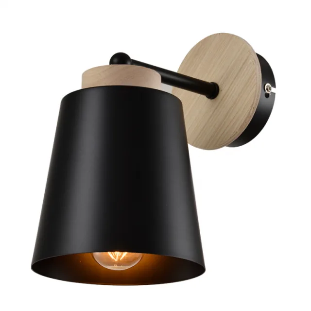 VESTA 425 ZIDNA LAMPA 1*E27 CRNA/DRVO