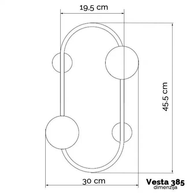 VESTA 385 ZIDNA LAMPA 2XG9 MESING — slika 3