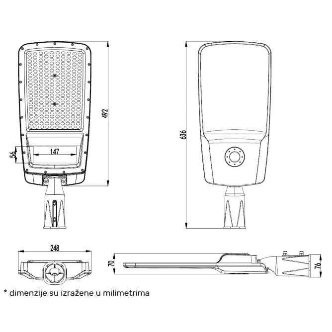 LED ULIČNA SVETILJKA RX-H 150W 4000K — slika 7