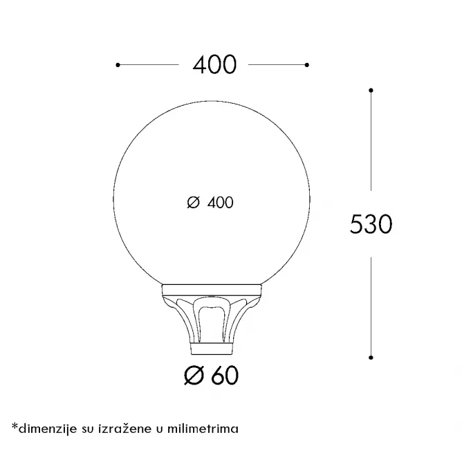 LED ULIČNA SVETILJKA GLOBE 400 CRNA 1xE27 — slika 4
