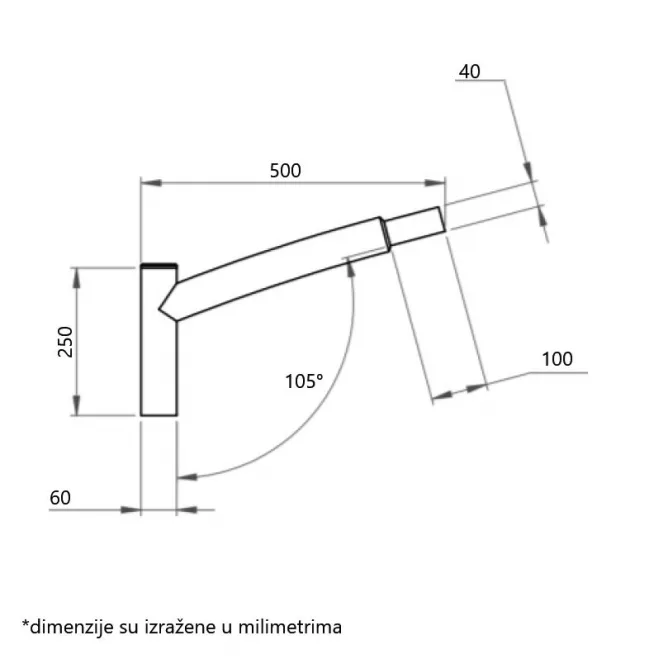 NOSAČ ZA SVETILJKE STUBNI 1X50 SIVI — slika 2