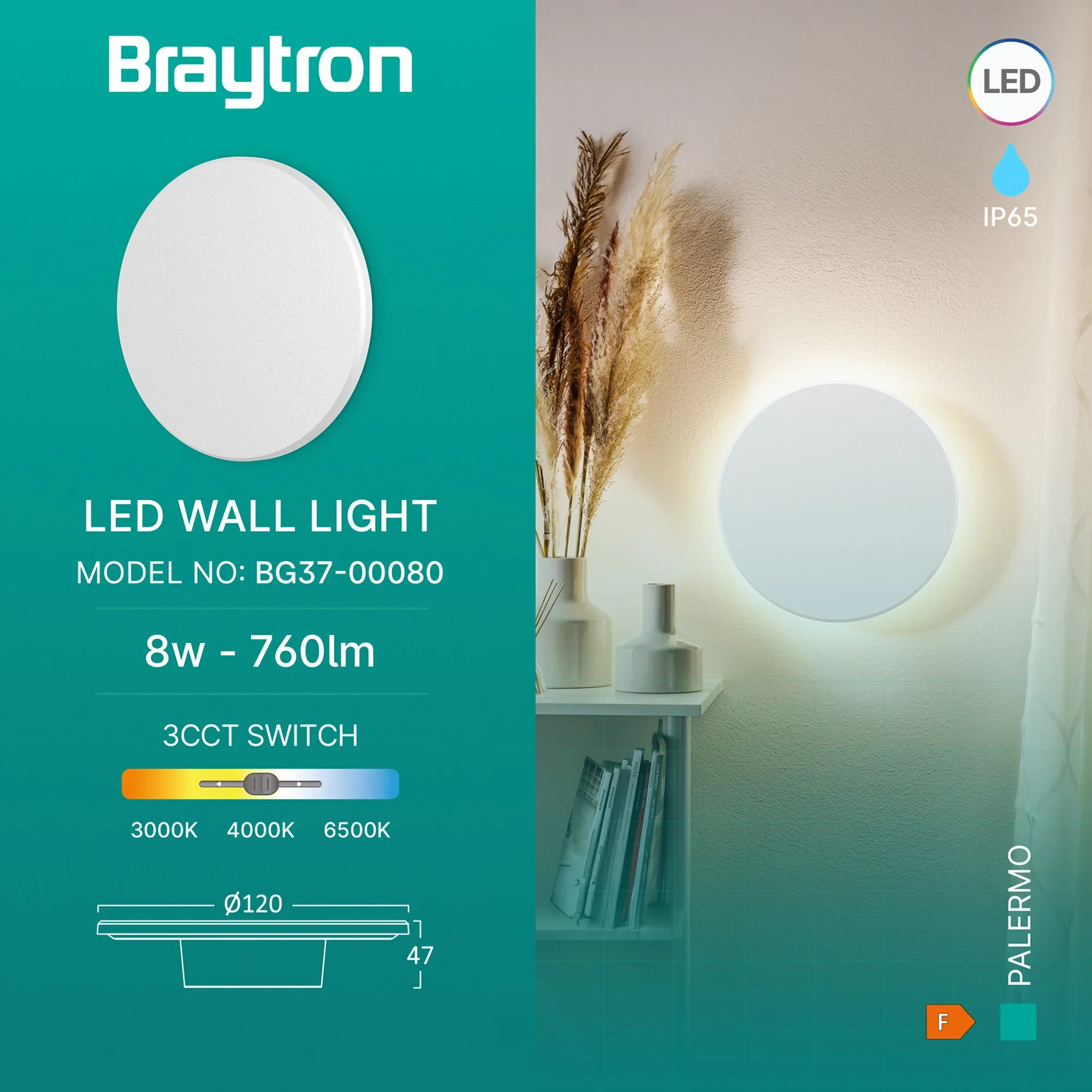 LED ZIDNA SVETILJKA OKRUGLA 8W BELI CCT IP65 — slika 3