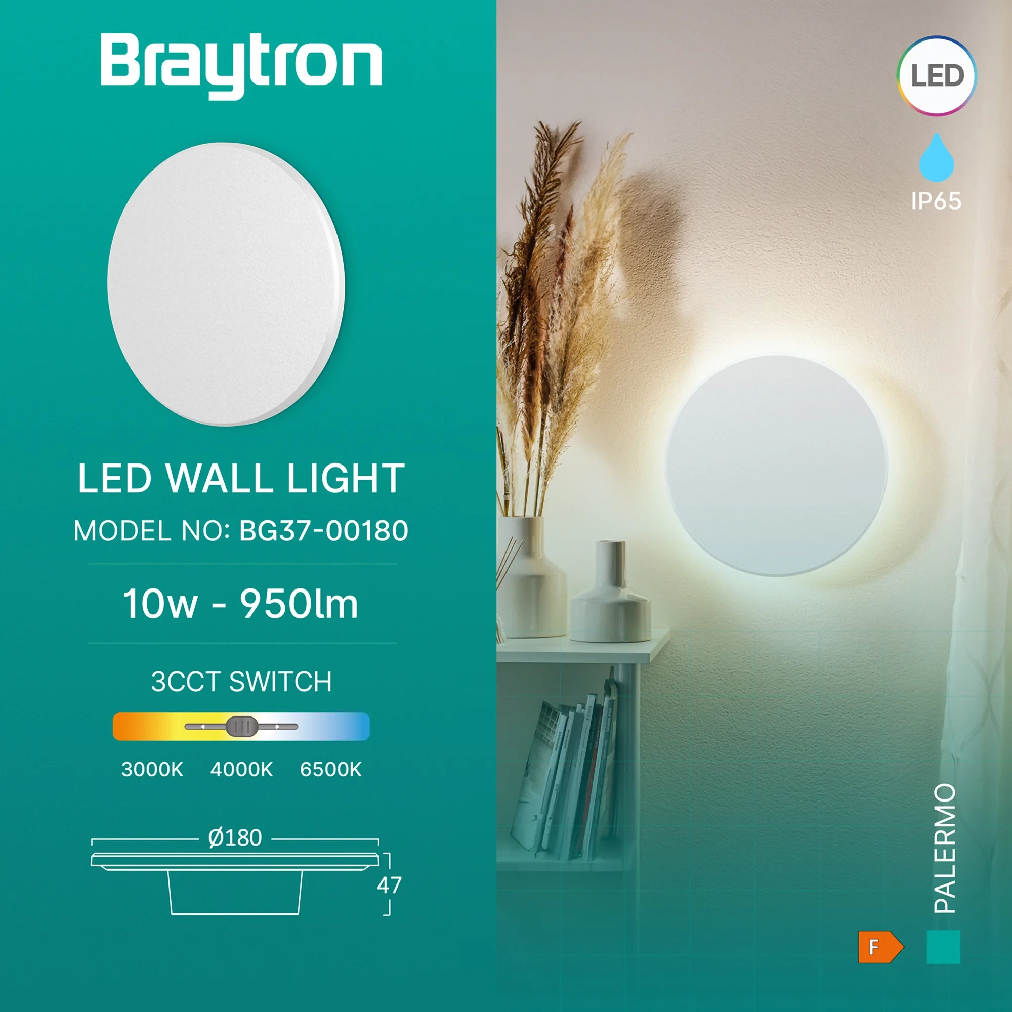 LED ZIDNA SVETILJKA OKRUGLA 10W BELI CCT IP65 — slika 3