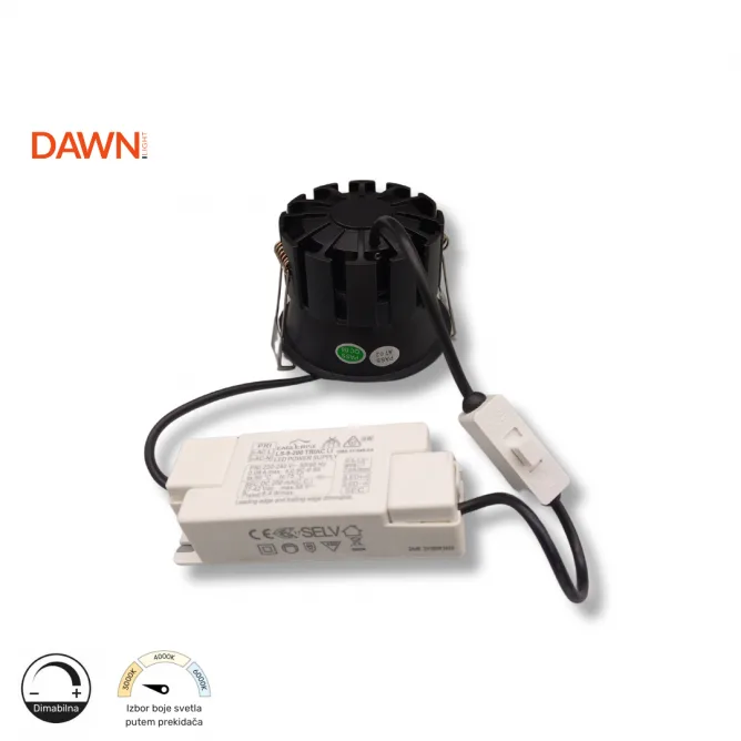 DAWN LED SVETILJKA XG-12 8W CCT CRNA DIMABILNA 3000/4000/6000K — slika 2
