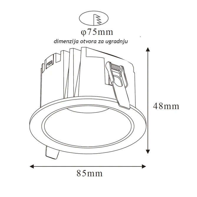 LED UGRADNA SVETILJKA 514001-3 12W 3000K — slika 2