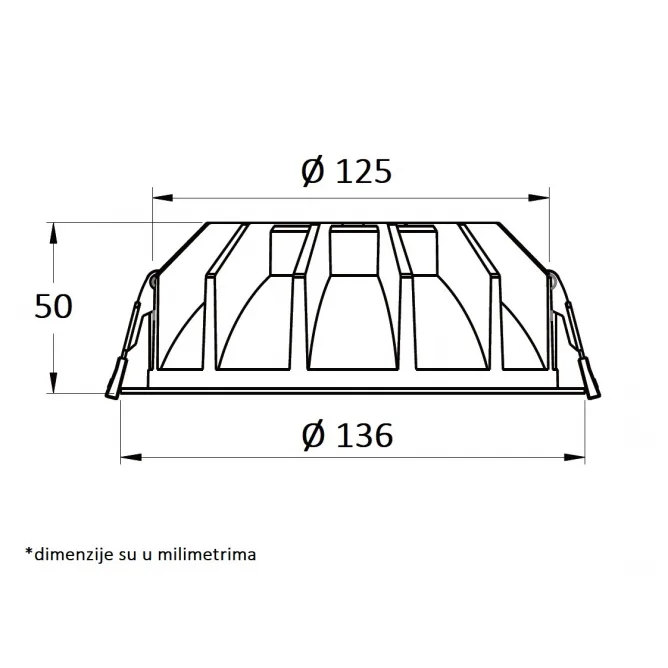 LED UGRADNA SVETILJKA 118001-5 20W 3000K 60° — slika 3
