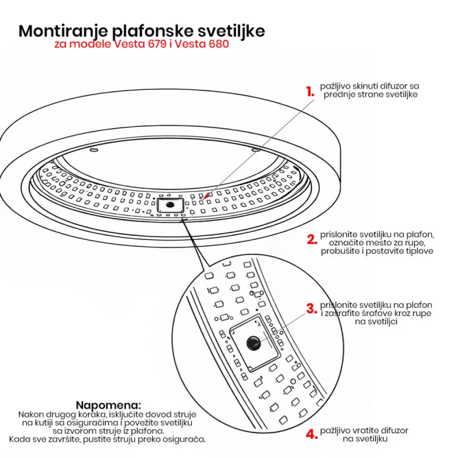 VESTA 679 LED PLAFONJERA 30W 3000/4000K BELA — slika 6