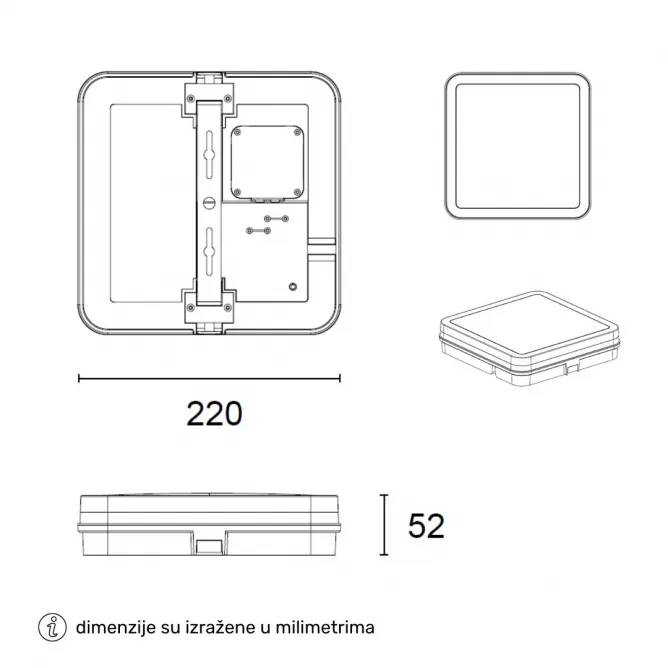 LED PLAFONJERA NORA 18W CCT CRNA IP65 — slika 3
