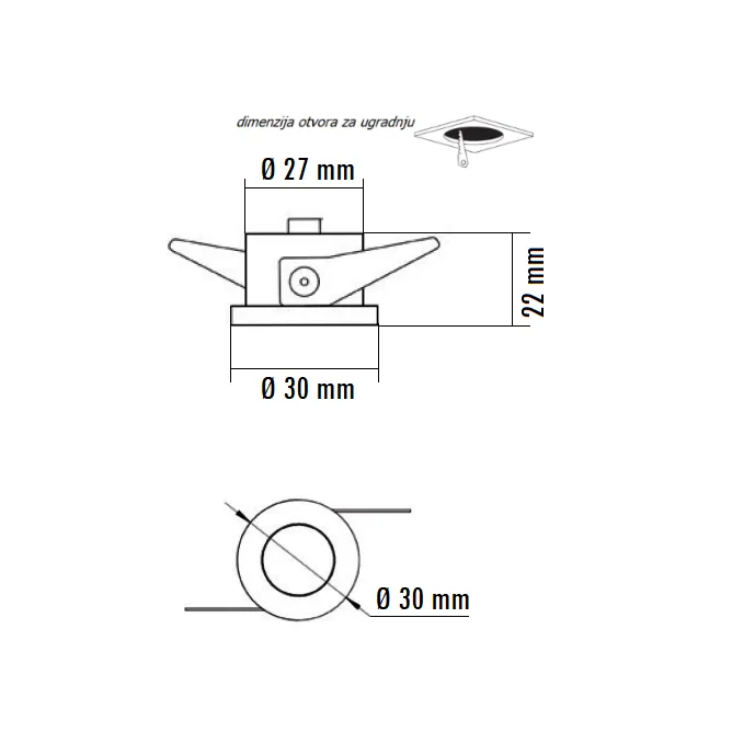 LED ROZETNA L0860-16 1W 6000K CRNA — slika 2