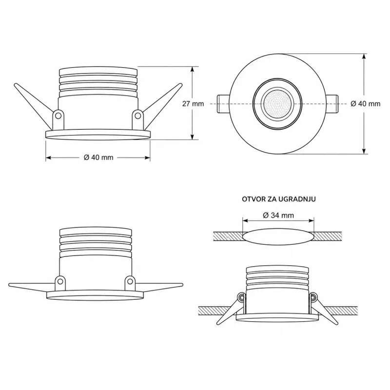 LED ROZETNA L1030-3 OKRUGLA 3W 3000K CRNA — slika 2