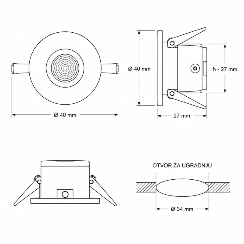 LED ROZETNA L1030-3 OKRUGLA 3W 3000K BELA — slika 2