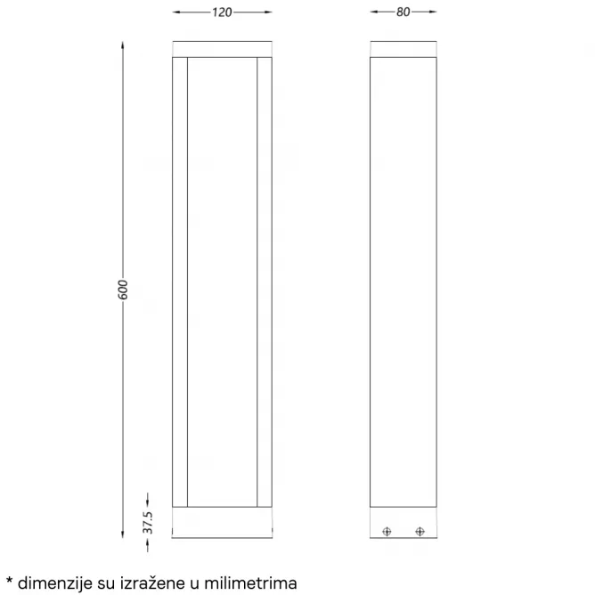 DAWN LED SVETILJKA 0229-600 STUBNA 10W 3000K IP65 SIVA — slika 3