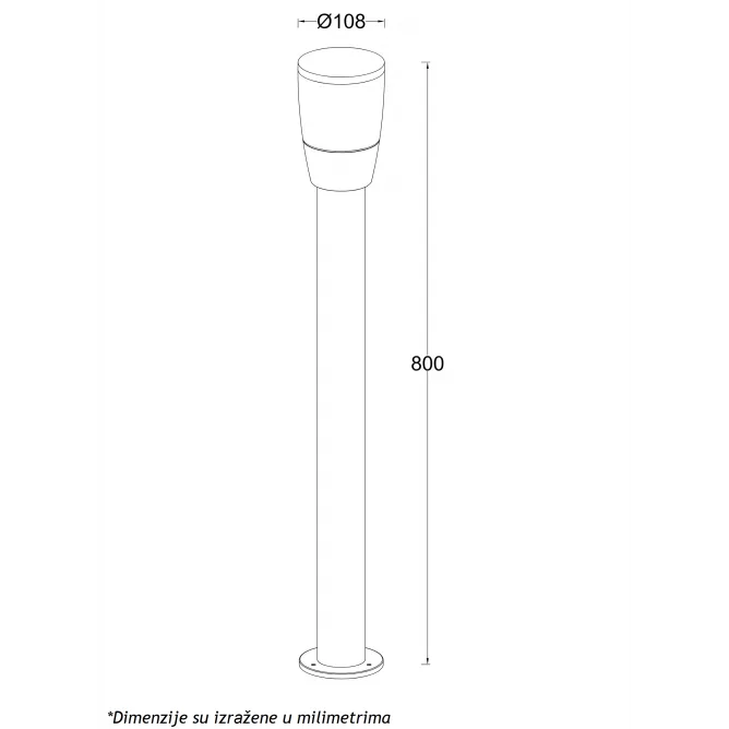 SVETILJKA JM-072 STUBNA 1*E27 IP54 ANTRACIT (h-800 mm) — slika 3