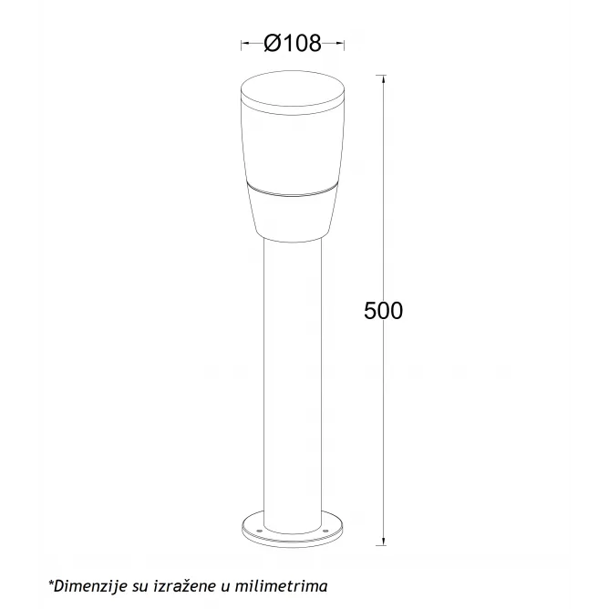 SVETILJKA JM-071 STUBNA 1*E27 IP54 ANTRACIT (h-500 mm) — slika 3