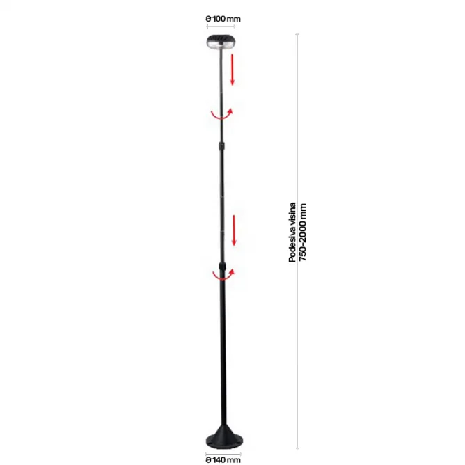 LED SVETILJKA HILITE 5743 STUBNA 6W 3000K IP54 SIVA ANTRACIT — slika 2
