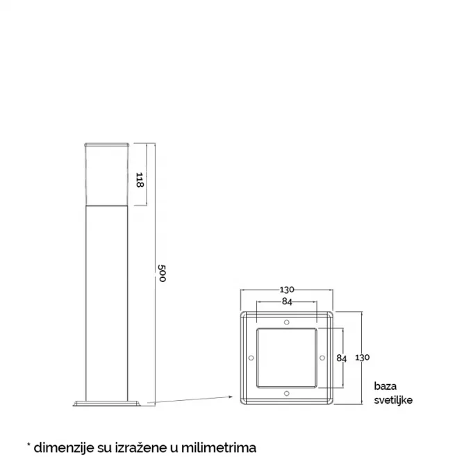 SVETILJKA JM-4607-500 STUBNA 1*E27 IP65 ANTRACIT — slika 3