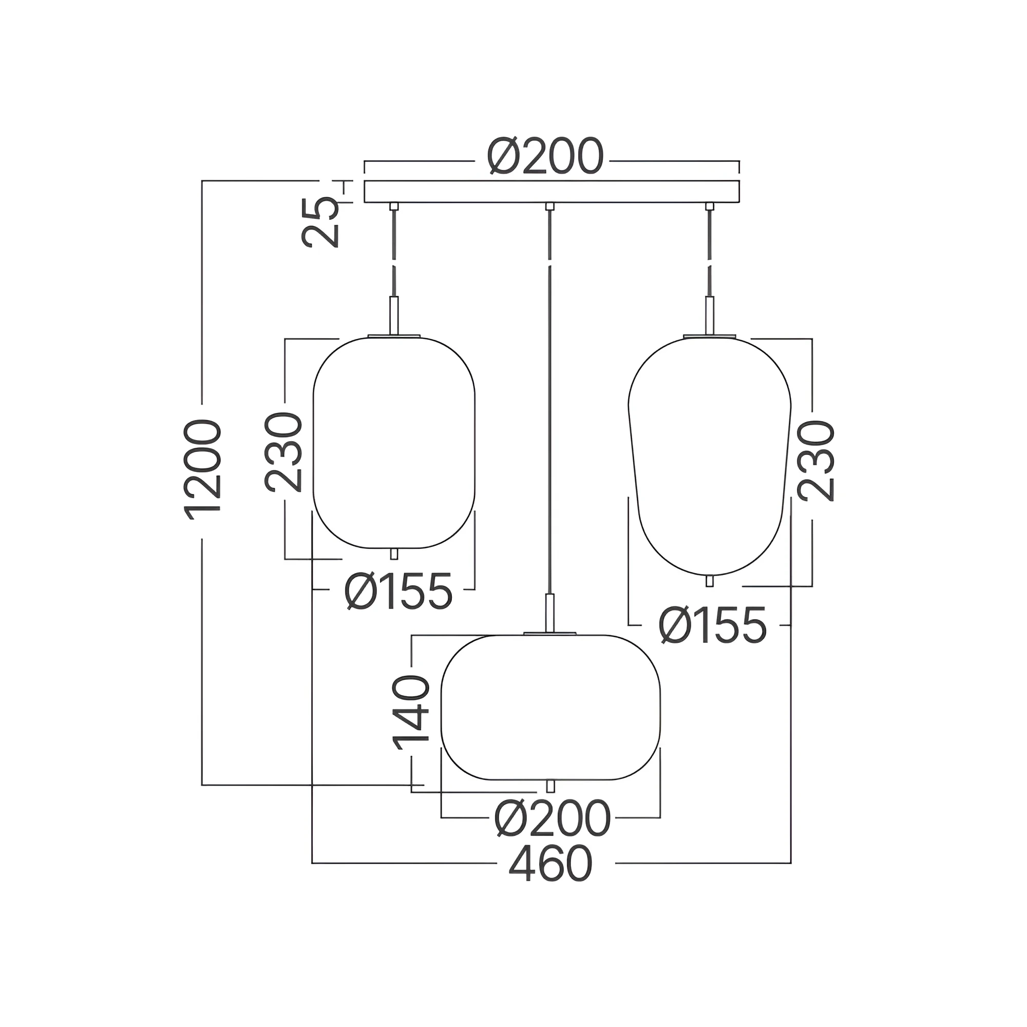 VISILICA 3-GLAVA E14 OPAL/CRNI — slika 4