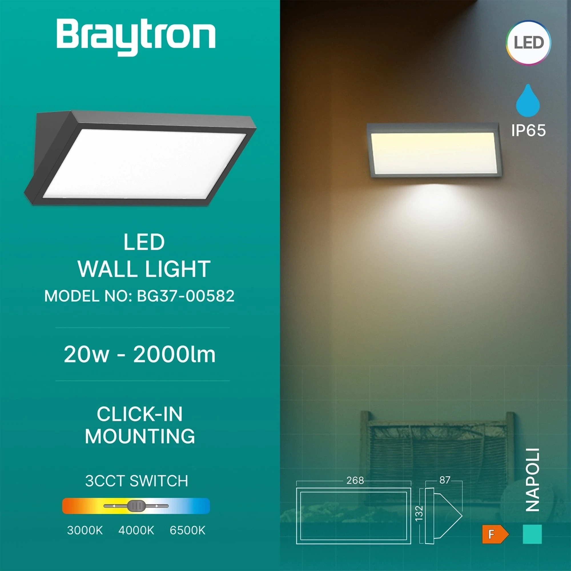 LED ZIDNA SVETILJKA OKRUGLA 20W SIVI CCT IP65 — slika 3