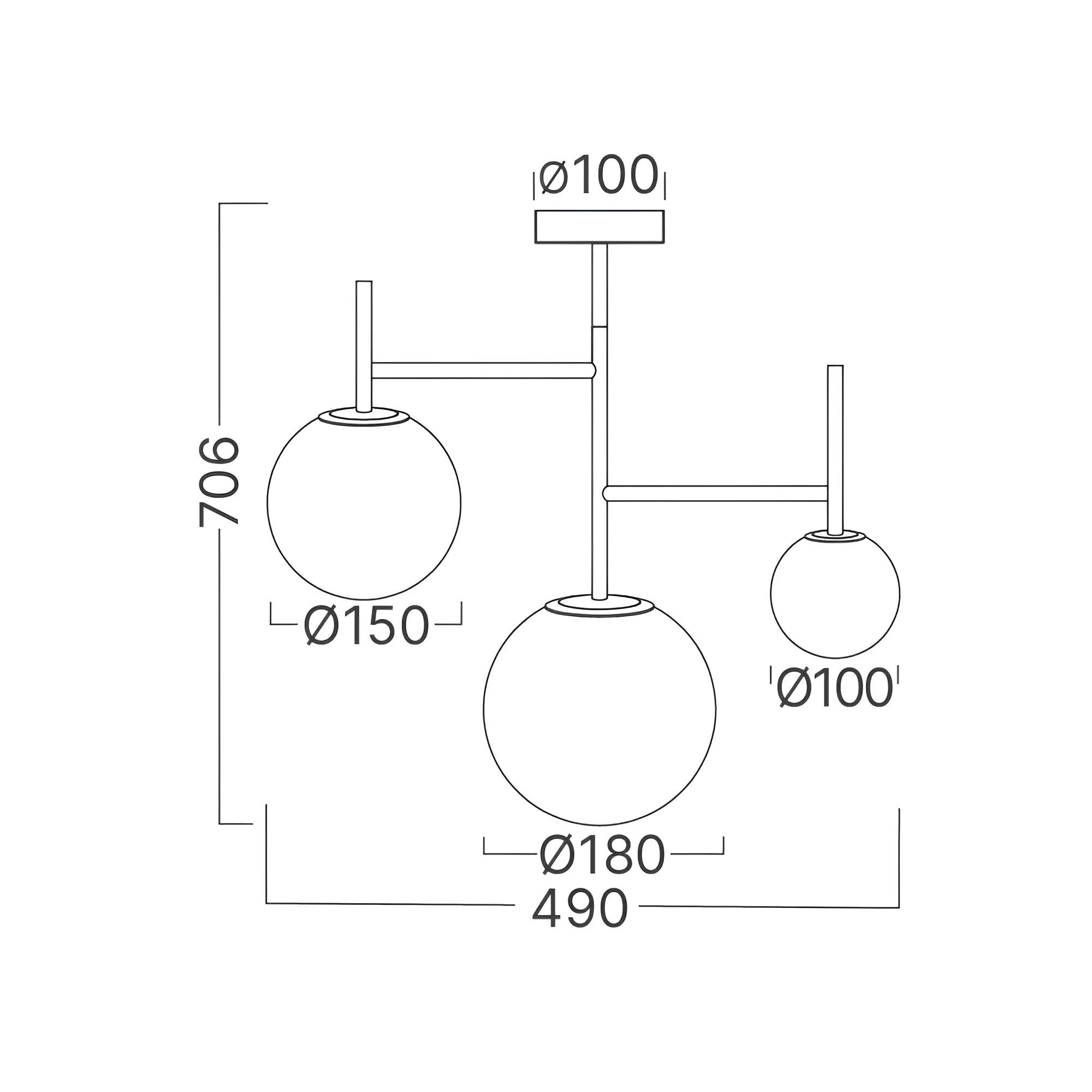PLAFONJERA 3-GLAVA G9 OPAL/CRNI — slika 4