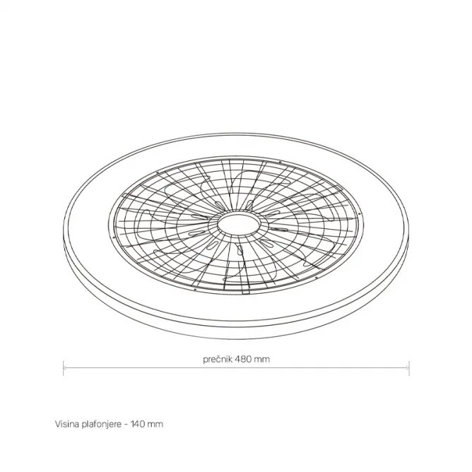 LED PLAFONJERA YL-FAN-G010 48W 3000K/4000K/6500K CRNA DIMABILNA — slika 3